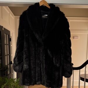 Women’s vintage Monterey dk brown Black Teddy Jacket faux mink fur sz med winter